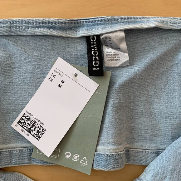 H&M Puff Sleeve Denim Crop Top - Picture 2 of 5